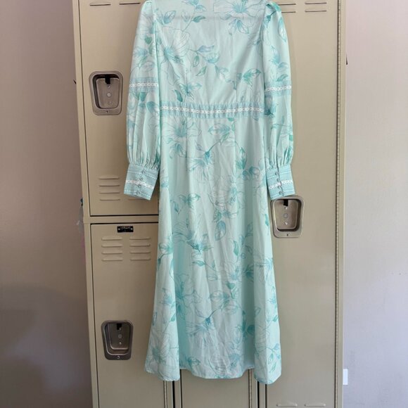 Raishma Studi NWT Light Blue Midi Floral Long Sleeve Dress UK 6/US 2 XS - Picture 4 of 5